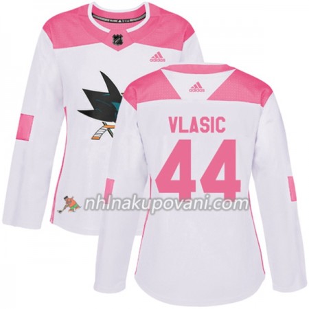San Jose Sharks Dresy Marc-Edouard Vlasic 44 Bílá 2017-2018 Adidas Růžová Fashion Authentic - Dámské San Jose Sharks Dresy Marc-Edouard Vlasic 44 Bílá 2017-2018 Adidas Růžová Fashion Authentic - Dámské
